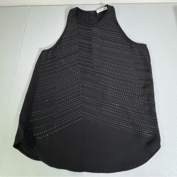 A.L.C. Black  Silk Tank Top with Studded Pattern Size 6 - Picture 3 of 16